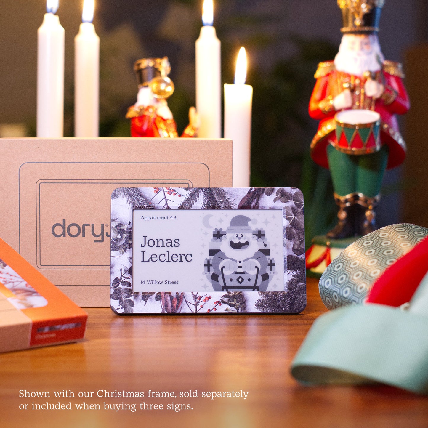 Shown with our Christmas frame, sold separately or included when buying three signs.